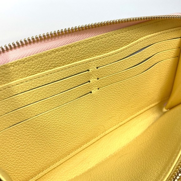 Louis Vuitton Monogram Amplant Zippy Wallet Round Zipper Pink Beige Yellow - Picture 6 of 8
